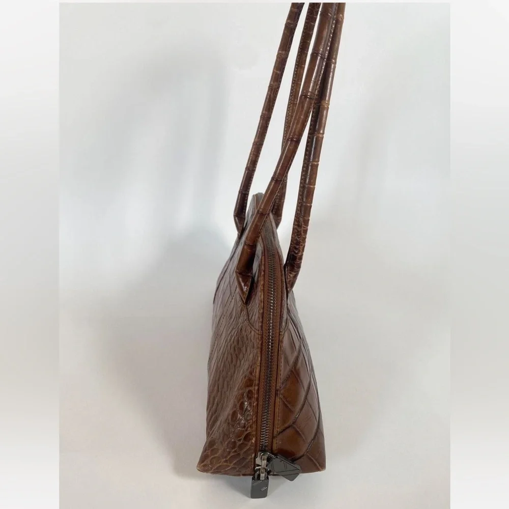 Furla Designer Brown Crocodile-Embossed Handbag Vintage - Picture 5 of 8